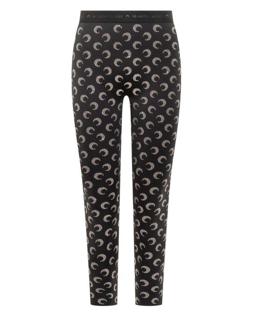 MARINE SERRE Moon Strass Leggings in het Black