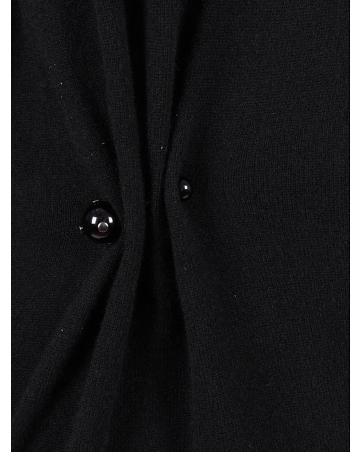 Alberta Ferretti Black Cashmere Knit Sweater With Twist Detail And Decorative Buttons
