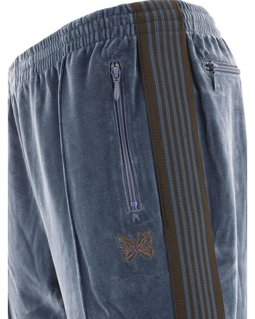 Pantalones de pista de terciopelo de agujas Needles de hombre de color Blue