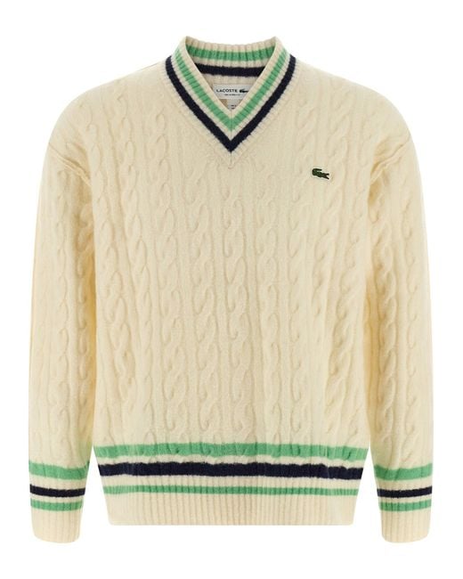 Lacoste Natural Braided Wool Sweater for men