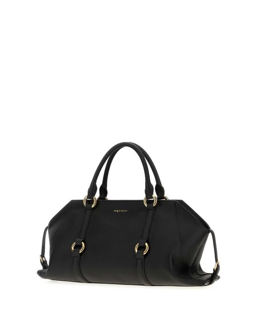 McQueen Black Leather Medium Farringdon Handbag