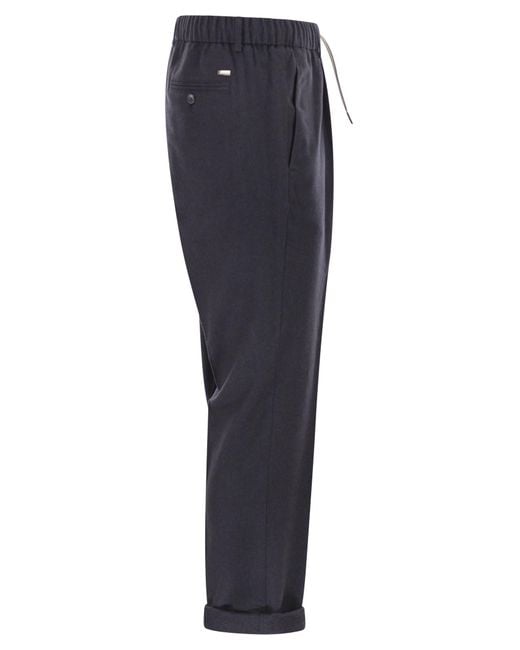 Herno Blue Cashmere And Silk Trousers for men