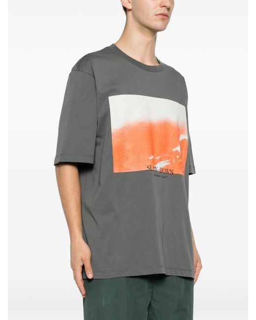 Oamc Peacemaker Gray Regular Tee Slow Down Print