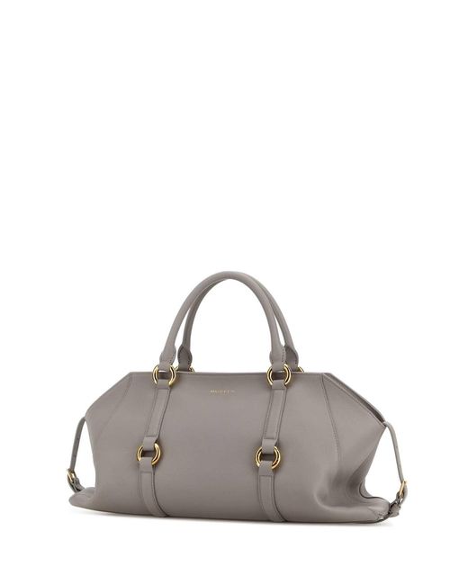 McQueen Gray Leather Medium Farringdon Handbag