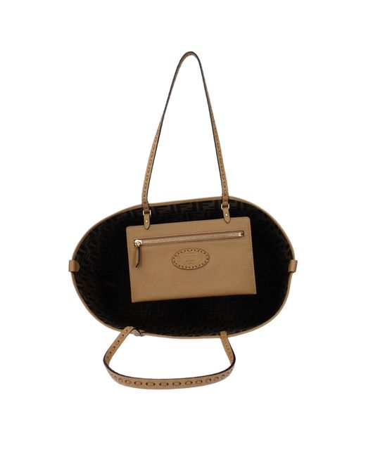 Fendi Brown Leather Shoulder Bag Roll