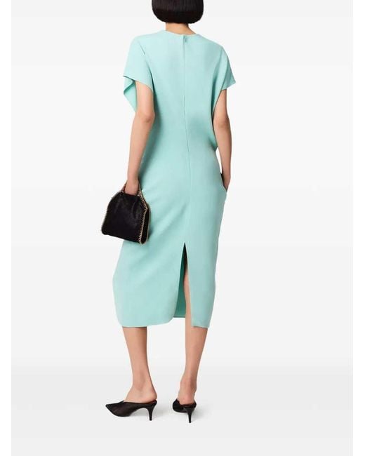 Stella McCartney Blue Midi Dress With V-Neck And Drape