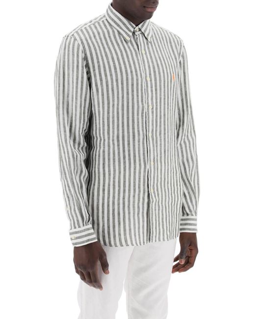 Polo Ralph Lauren Gestreepte Aangepaste Fit Shirt in het White