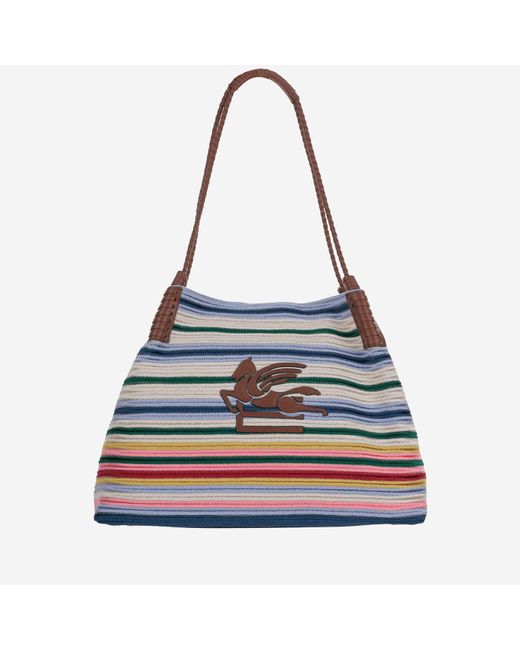 Etro Blue Medium Libra Tote Bag