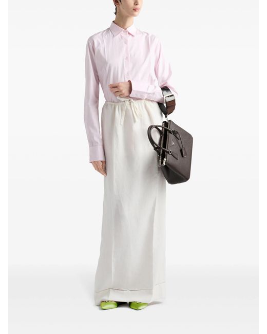 Prada White Logo-Embroidered Skirt