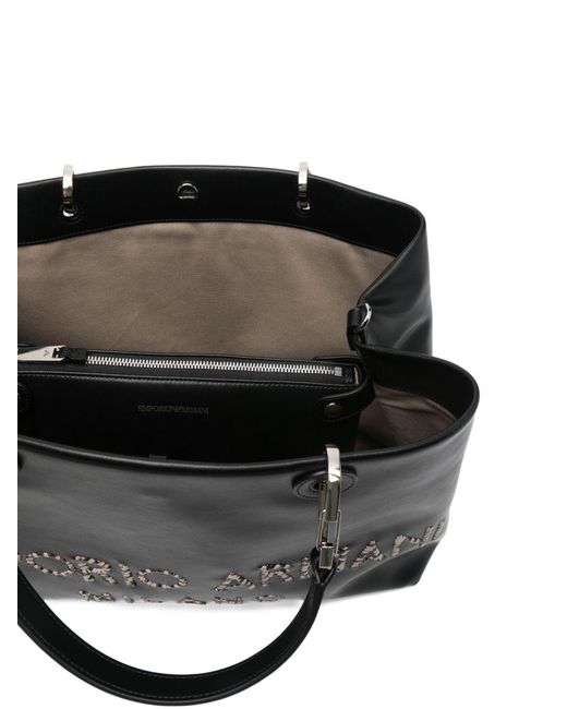 Emporio Armani Black Myea Medium Shopping Bag