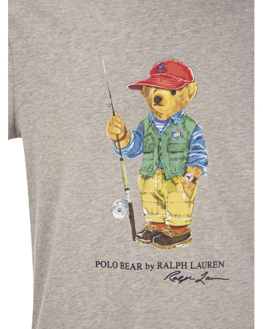 Polo Ralph Lauren Polo Bear Custom Slim Fit T -shirt in het Gray voor heren