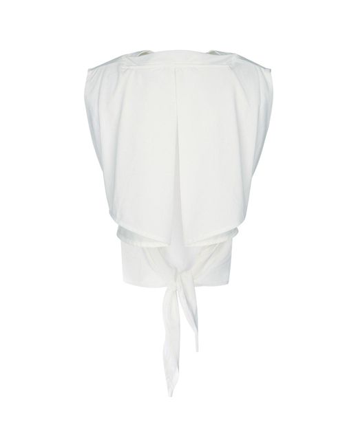 Jacquemus White Solid Round Neck Top