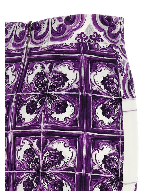 Majolica-Print Fitted Skirt Dolce & Gabbana en coloris Purple