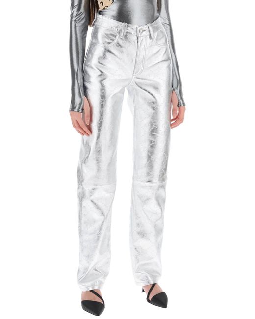 Pantaloni Moonogram In Pelle Laminata di MARINE SERRE in White