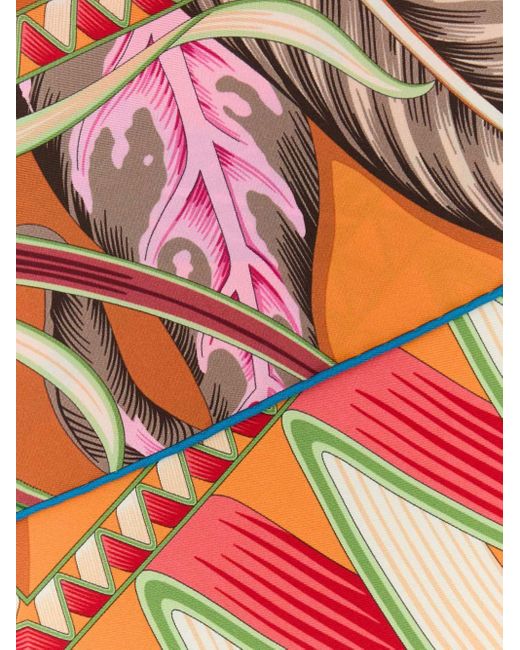 Ferragamo Gedrukte Zijden Foulard in het Orange