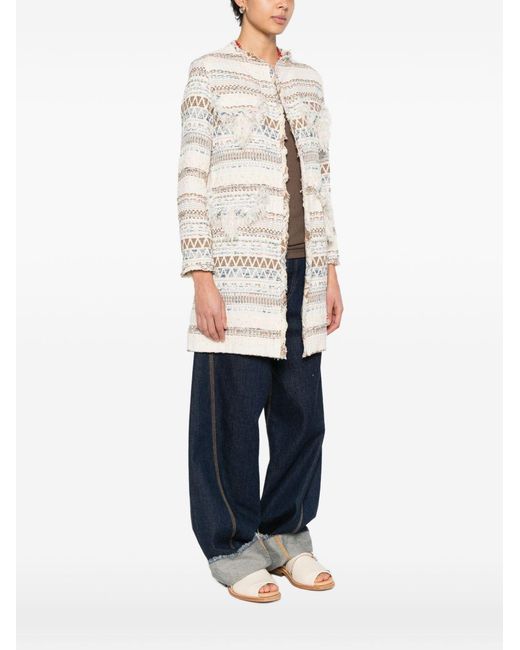 Bye White Cotton Blend Caban Coat