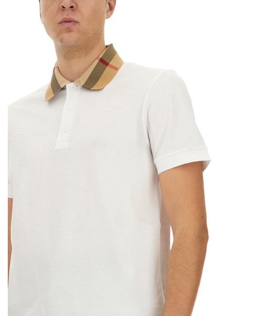 Burberry White Cotton Pique Polo for men