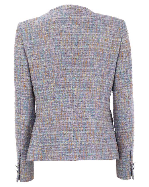 Tagliatore Blue Crew Neck Jacket With Front Pockets