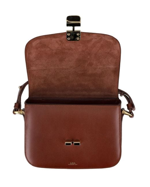 A.P.C. Brown Elegant Trapezoidal Mini Leather Handbag