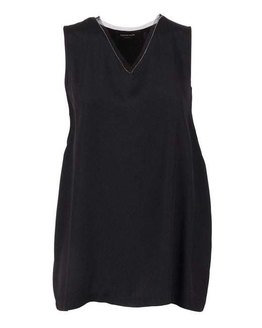 Fabiana Filippi Black V-Neck Tank Top