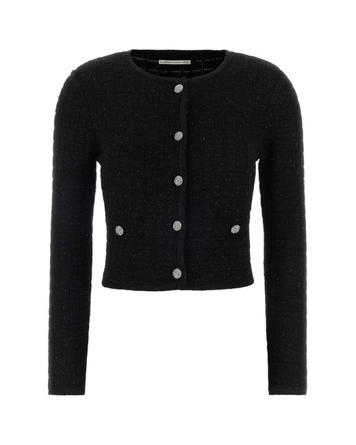 Alessandra Rich Black Sequin Knit Cardigan
