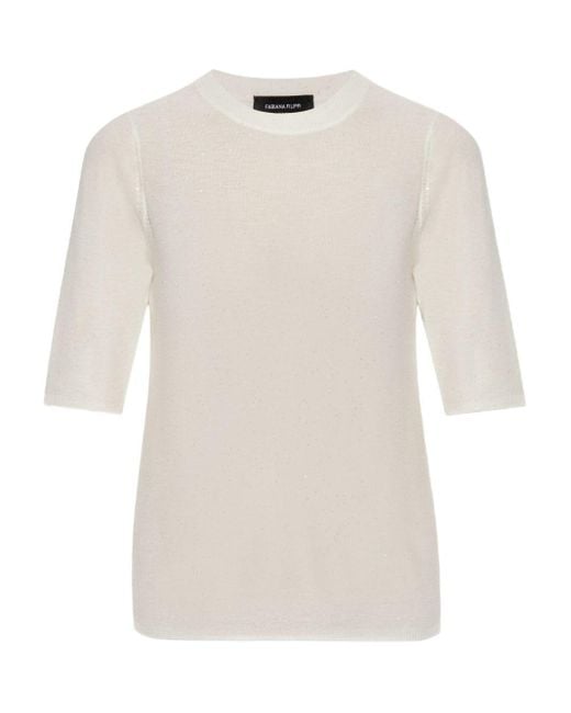 Fabiana Filippi White Wool Crewneck Top