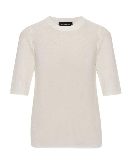 Fabiana Filippi Wool Crewneck Top in het White