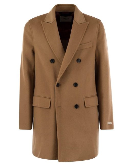 Paltò Brown Gregorio Double Breasted With Double Lance Lapels for men