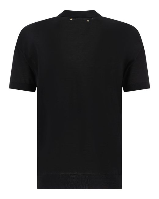 Golden Goose Deluxe Brand Black Merino Wool Button Down Polo Shirt