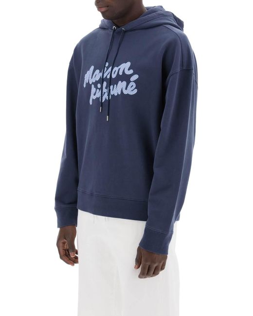 Maison Kitsuné Kapuzen -Sweatshirt mit gesticktem Logo in Blue für Herren