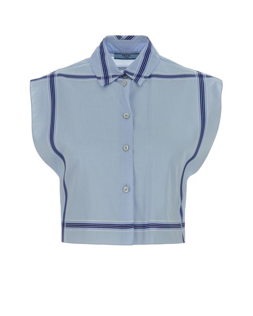 Prada Blue Regular Stripes Shirt