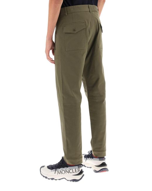 Moncler Green Stretch Cotton Pants for men