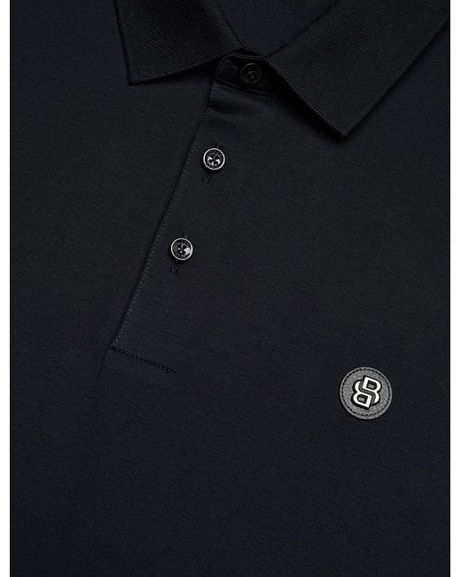 Boss Blue Cotton Polo Shirt With Logo for men