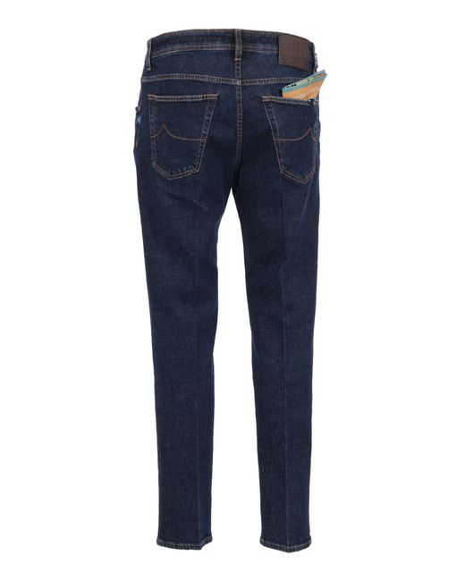 Jacob Cohen Blue 5-Pkt Cropped Slim-Fit Pants Scott for men