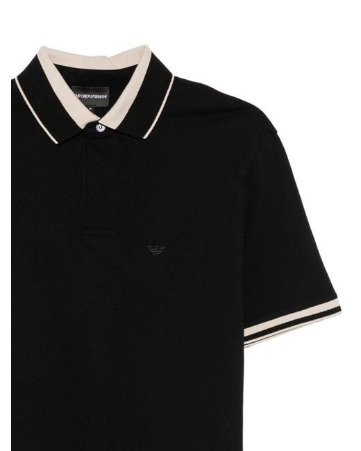 Emporio Armani Black Logo Cotton Polo Shirt