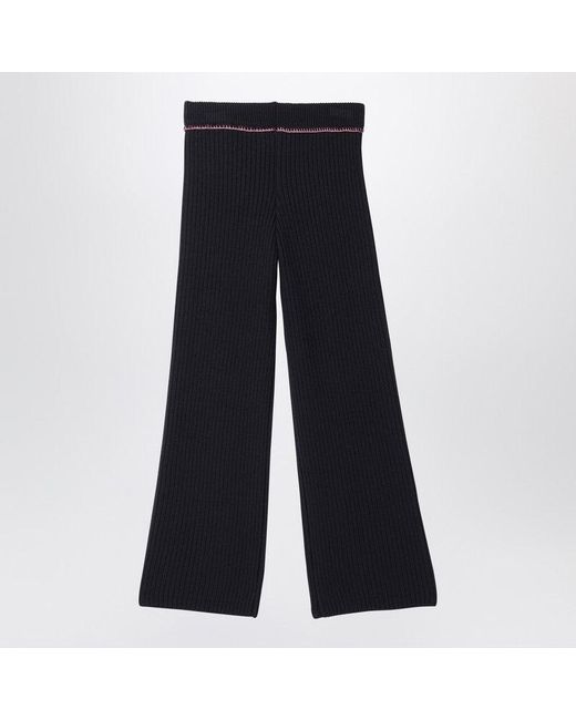Off-White c/o Virgil Abloh Blue Ribbed Trousers With Logo