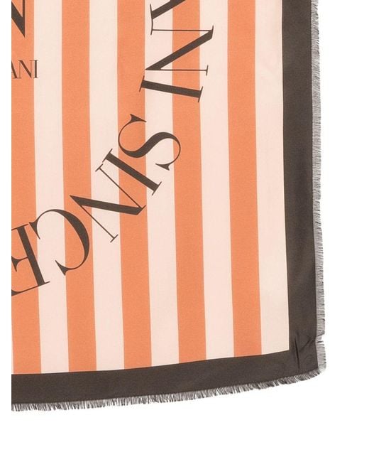 Emporio Armani Pink Striped Silk Foulard