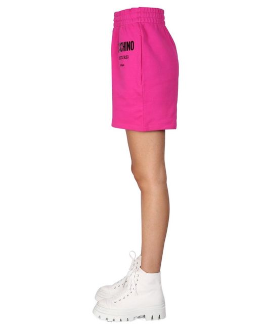 Moschino Pink Shorts With Vinyl Logo Detailing