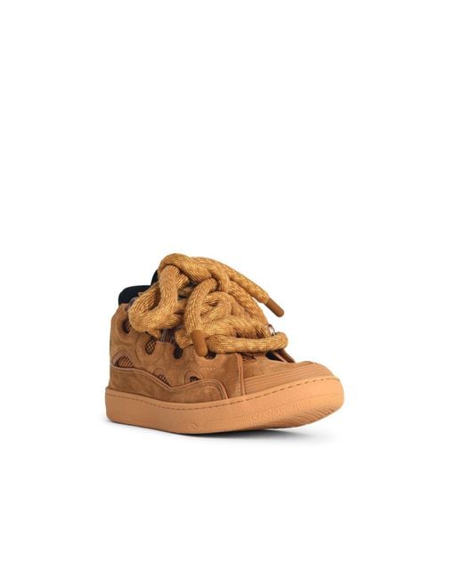Lanvin Brown Curb' Leather Blend Sneakers for men
