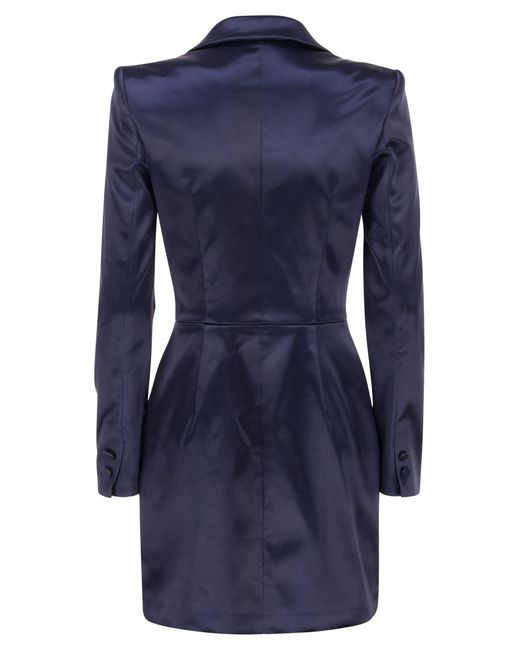 Elisabetta Franchi Elisabetta -franchi Paste Satijnen Mini -jurk in het Blue
