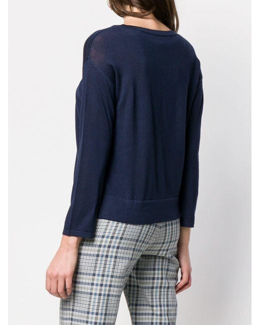 LA ROSE Blue One Button Cardigan
