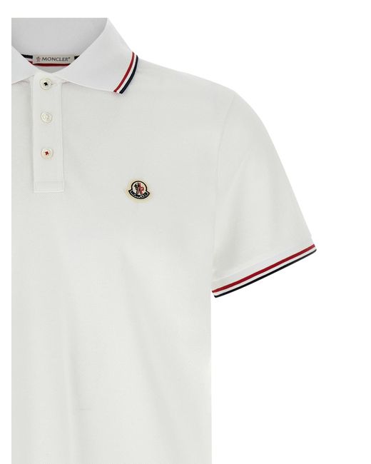 Moncler White Piqué Cotton Polo Shirt