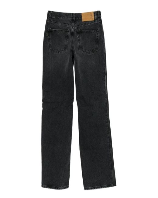 Haikure Gray Leather-Panelled Trousers