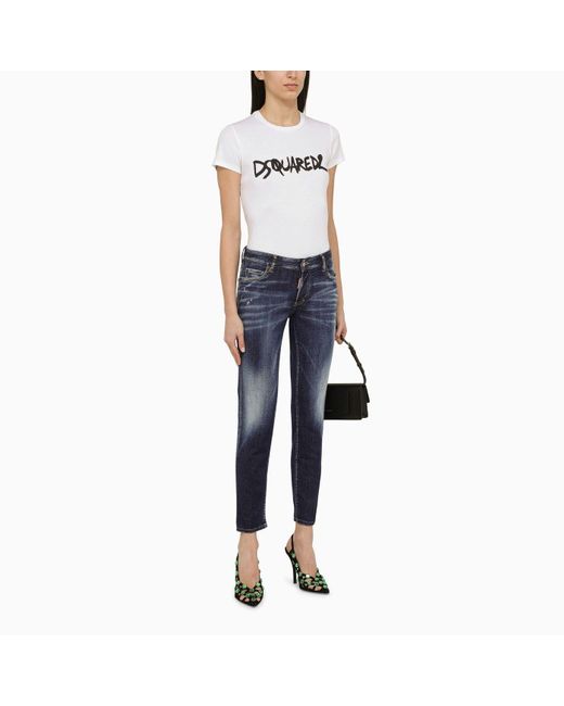 DSquared² White Cotton T Shirt With Logo | Lyst