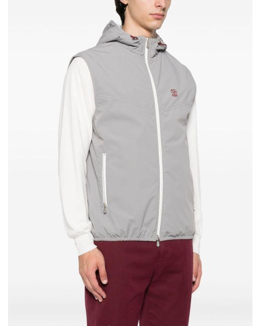 Brunello Cucinelli Top Met Capuchon En Rits in het Gray
