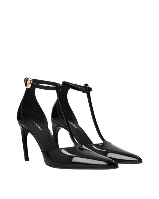 Ferragamo Black Odette Sandals Patent