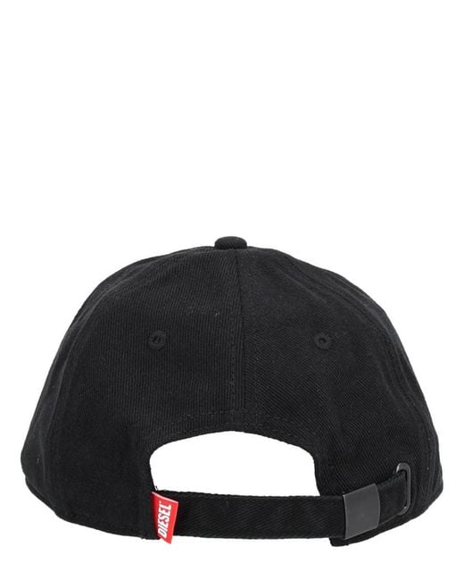 DIESEL Black Baseball Hat With Logo for men