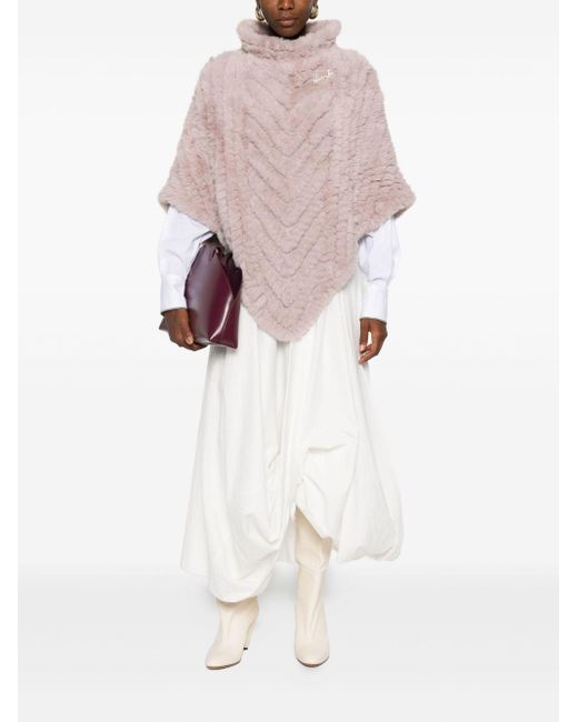 Liu Jo Pink Chevron-Pattern Turtleneck Poncho