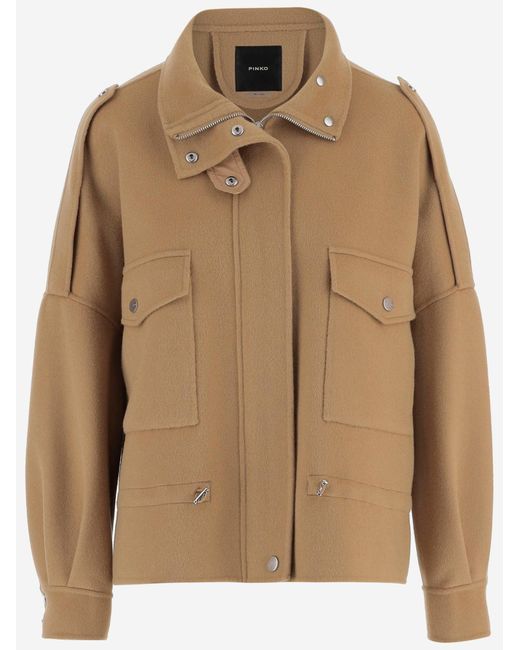 Pinko Wol Blend Jas in het Brown
