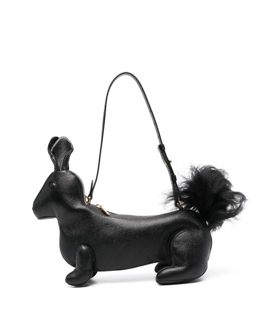 Thom Browne Black Leather Shoulder Bag